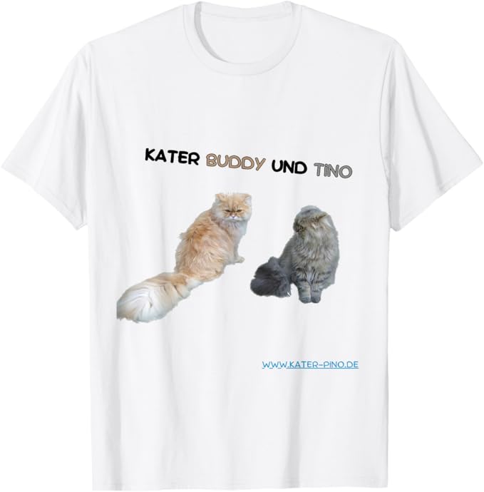 T-shirts in the KCCMShop - matching the title characters of the cute stories of Pino the Cat