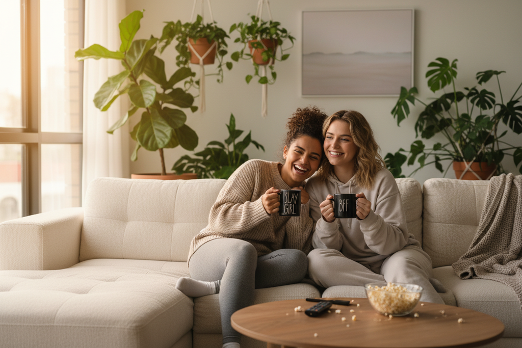 Freunde-Foto: „Freunde mit Das CRAZY Jugendwort-Tassen – SLAY, DIGGA, BESTIE – Geschenkidee – KCCMShop"